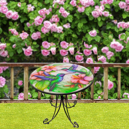 Round Metal Side Table Hummingbird