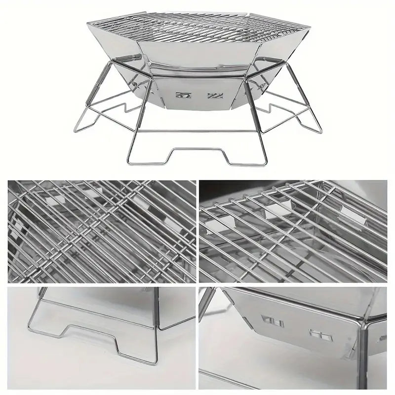 Foldable Stainless Steel Camping Charcoal Grill