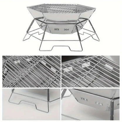 Foldable Stainless Steel Camping Charcoal Grill
