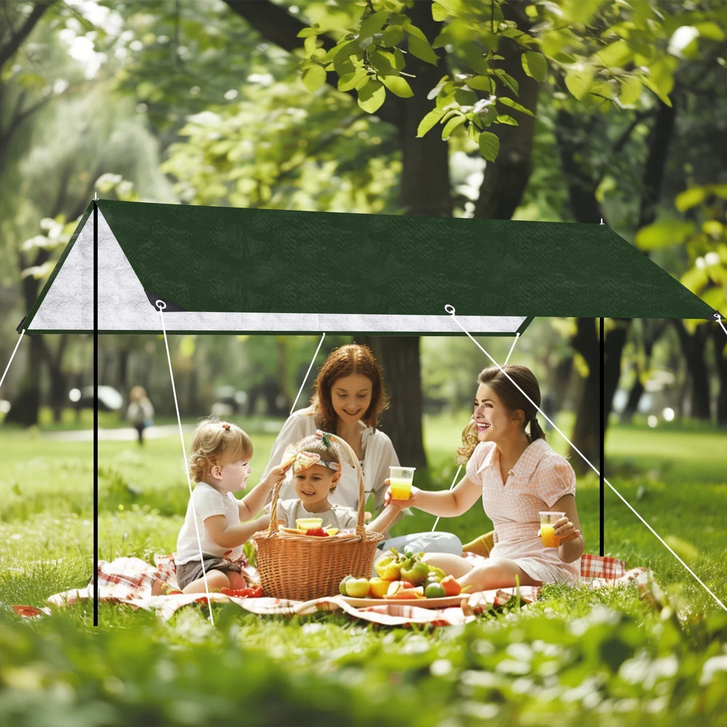 Large Waterproof Camping Tarp Outdoor Sun Shelter (Green)