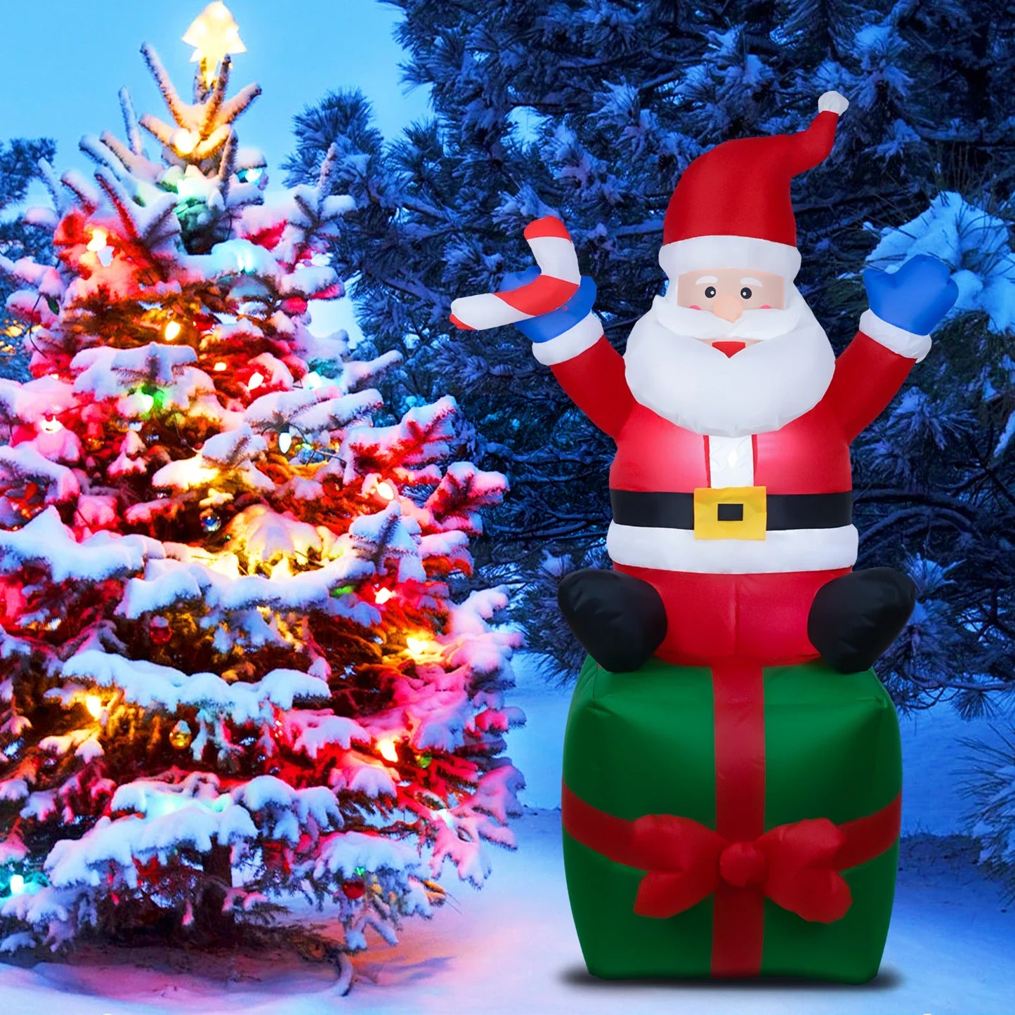 Lighted Inflatable Santa Claus with LED Lights