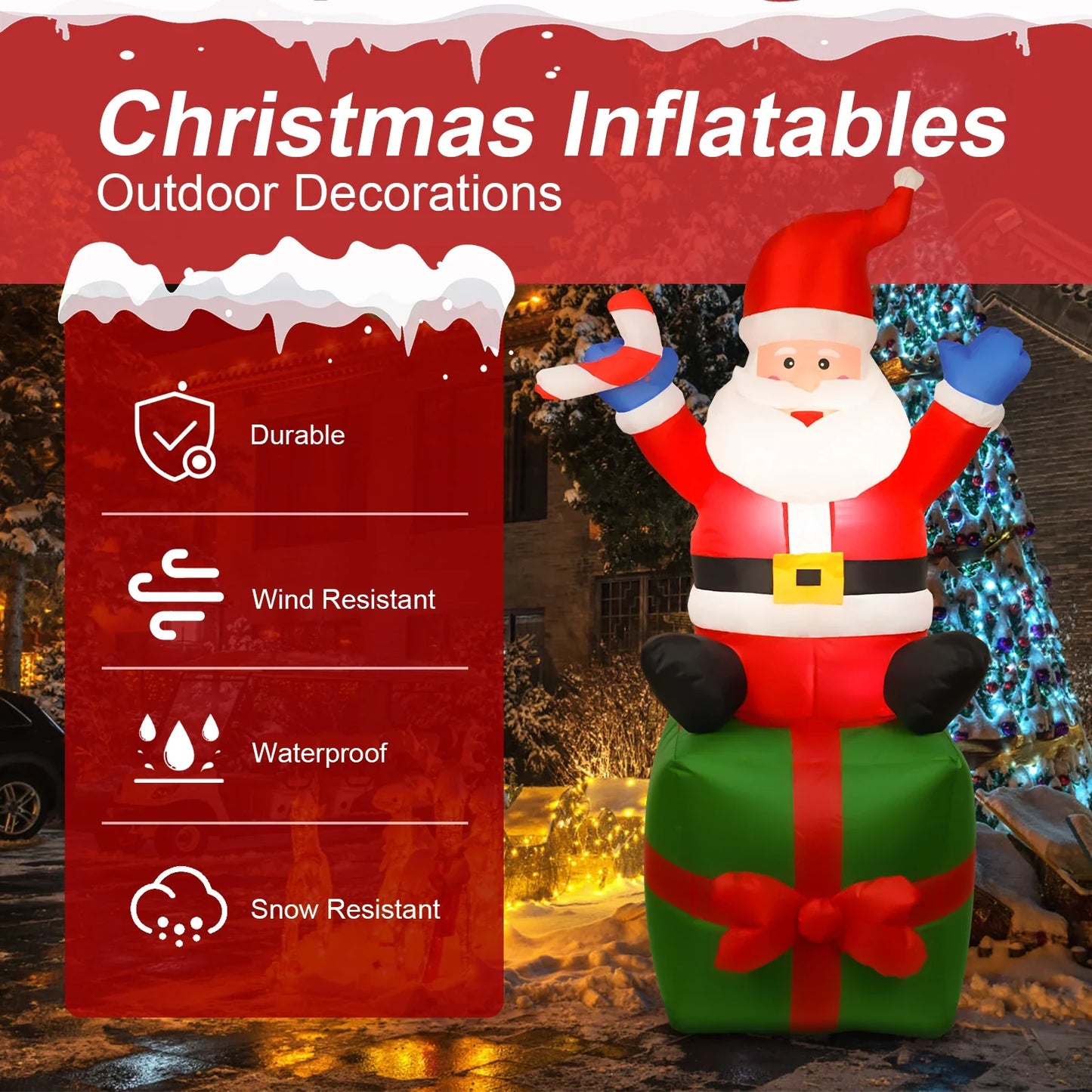 Lighted Inflatable Santa Claus with LED Lights