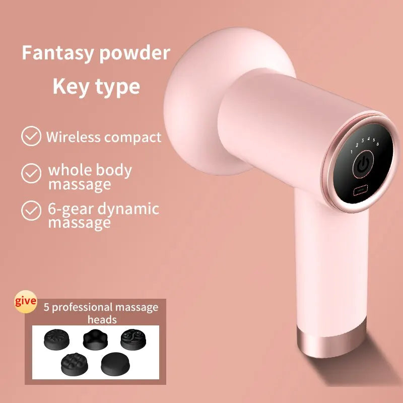 6-Speed Rechargeable Mini Massage Gun Fat-Reducing, Relaxation Tool Pink