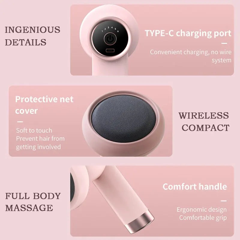 6-Speed Rechargeable Mini Massage Gun Fat-Reducing, Relaxation Tool Pink
