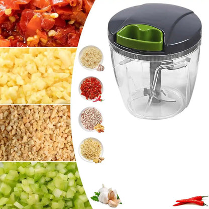 1000ml Manual Food Chopper – Hand-Pull String Vegetable Cutter