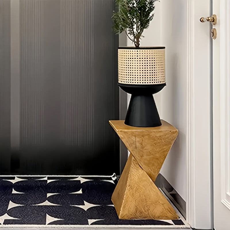 Concrete Side Table Faux Marble Pedestal Stand