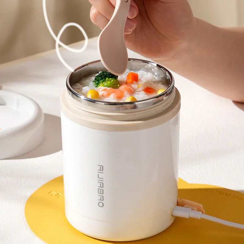 600ML USB Electric Heating Lunch Box – Portable Stainless Steel Food Warmer