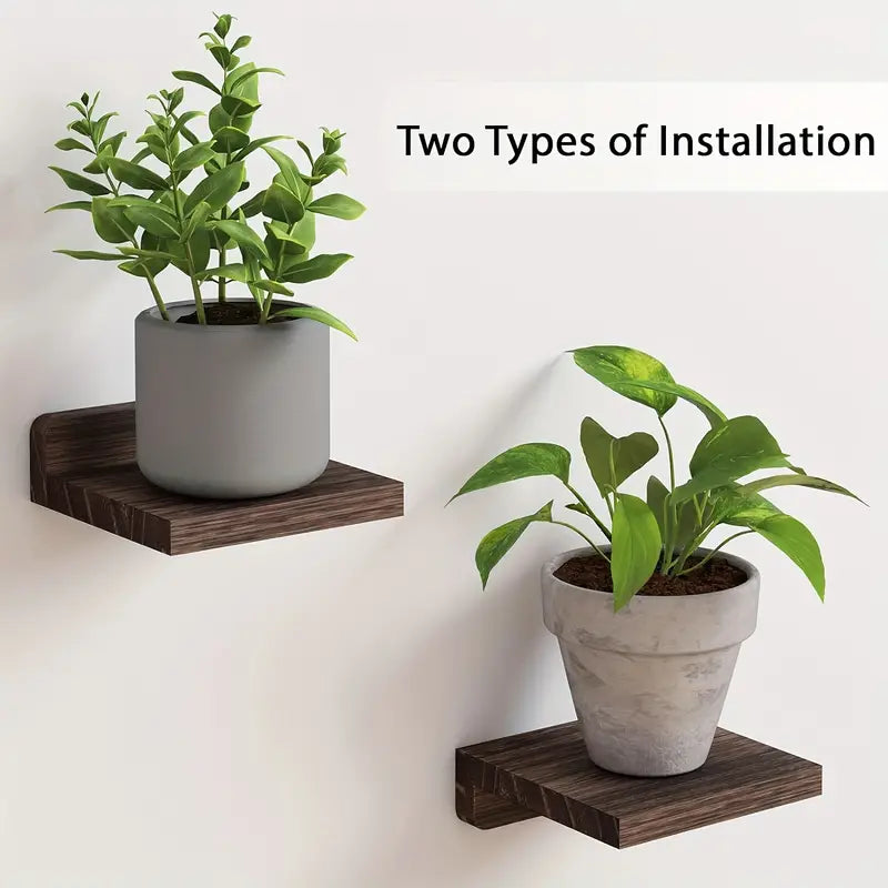 Classic Floating Wooden Storage Shelves Set (4pcs) - Black