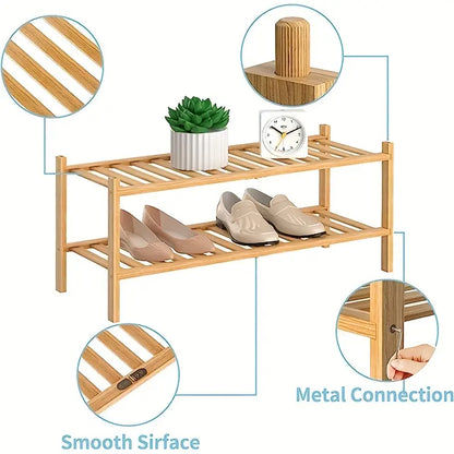 Bamboo Shoe Rack: Stack & Fold Design