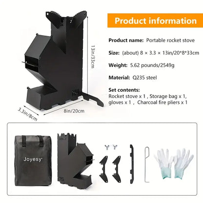 Multi-functional Iron Wood Burning Rocket Stove for Outdoor Cooking