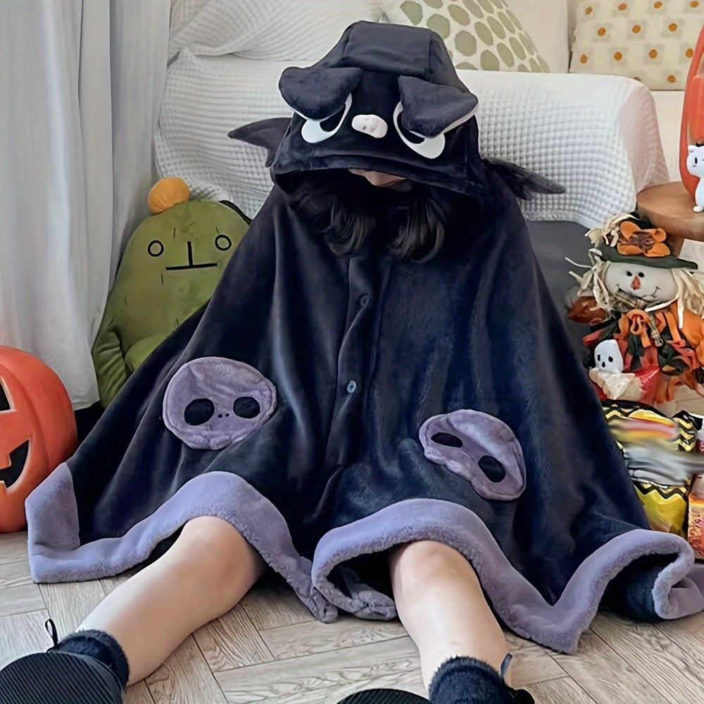 Bat Hooded Wearable Blanket with Detachable Nose