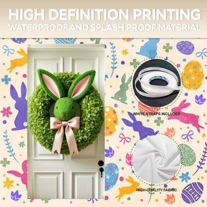 Easter Bunny Wreath Hanging Banner for Farmhouse Decor