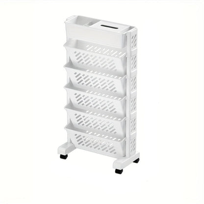 Bookshelf with Wheels and Storage Cart (6-Tier)
