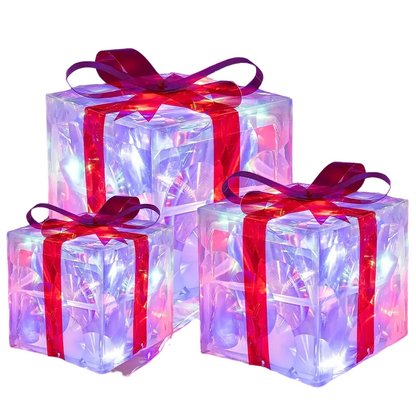 Twinkling Trio: Christmas Lighted Gift Box Set