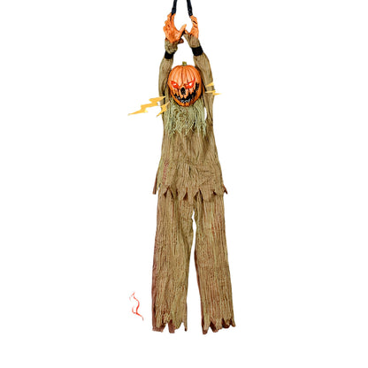 Pumpkin Head Pendant Halloween Decor with Sound and Lights
