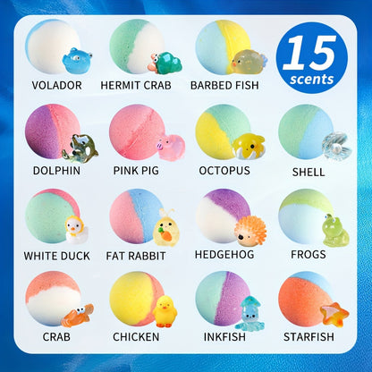 Surprise Toy Bath Bombs for Kids (15-Pack)