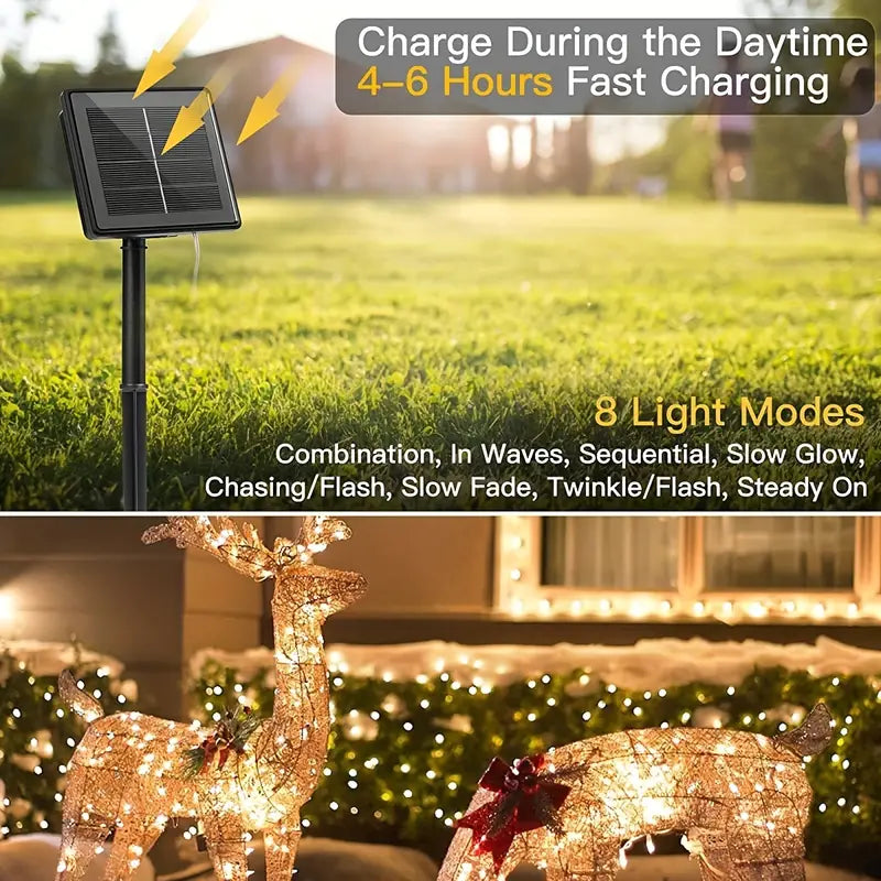 110ft Solar String Lights: 300 LED Waterproof Fairy Lights