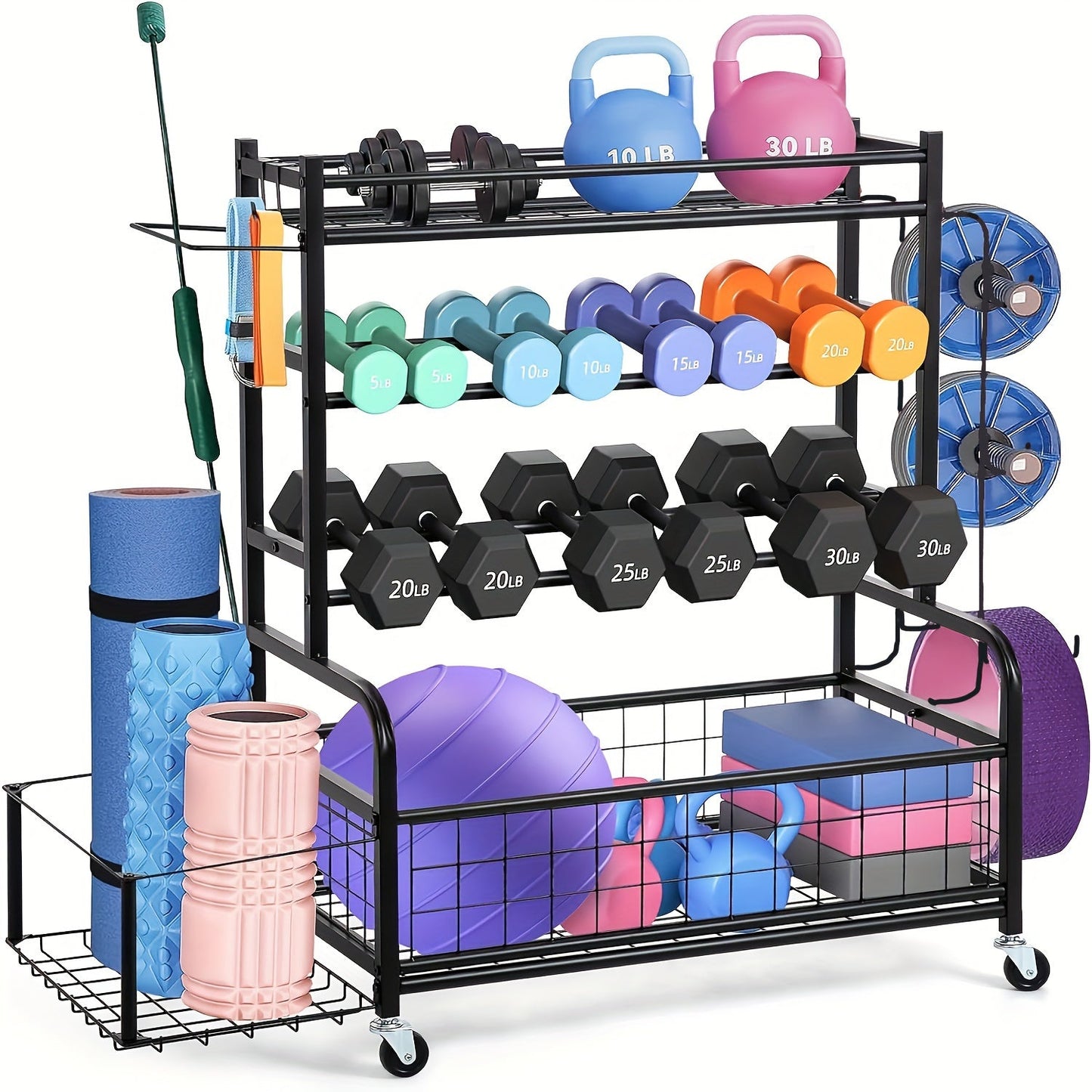 Double-Layer Iron Storage Rack for Sports Equipment
