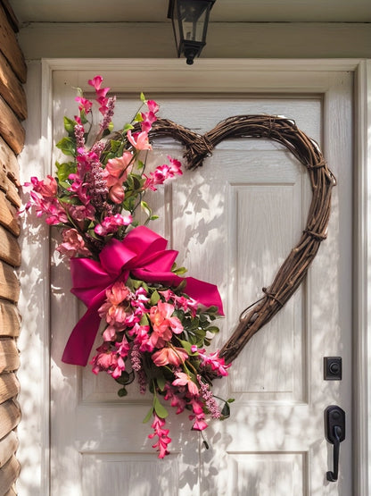 Heart-Shaped Floral Wreath Door Hanging