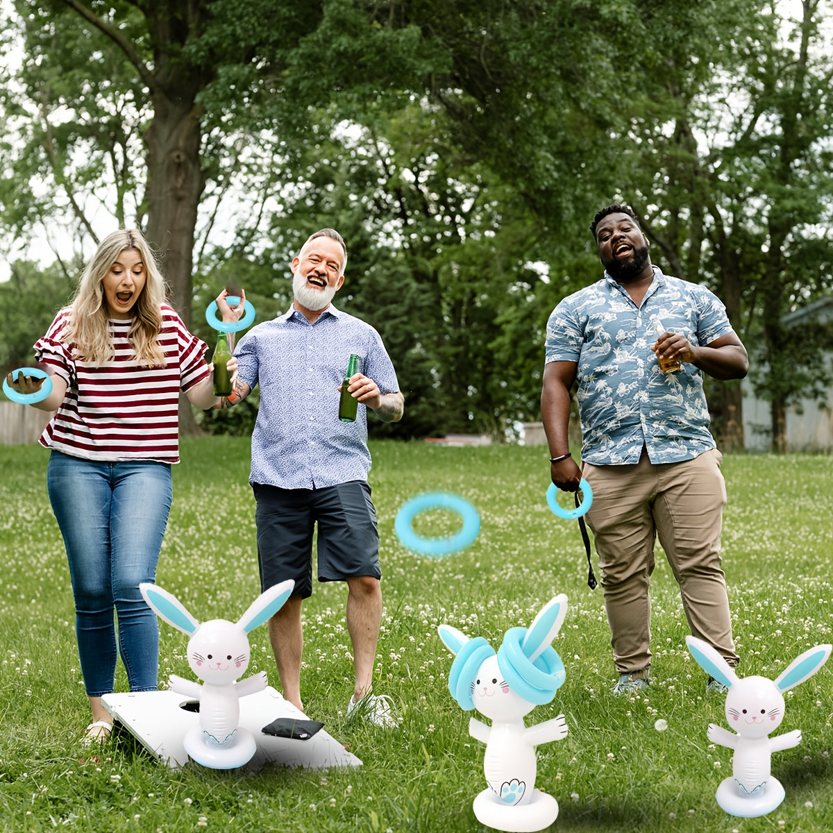 Easter Bunny Ring Toss Game Set for Outdoor Parties