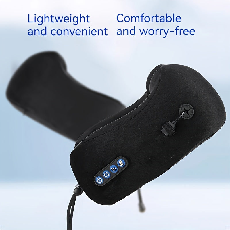 U-Shaped Heated Neck Massager Pillow - USB Rechargeable(Black)