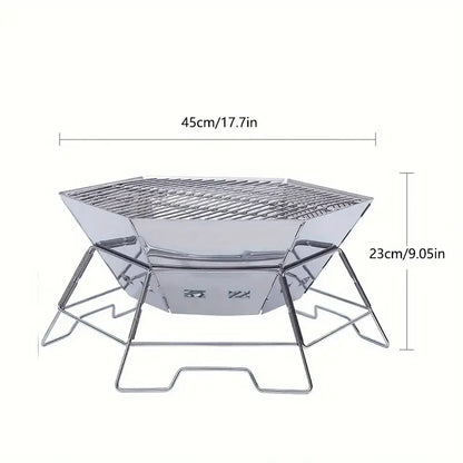Foldable Stainless Steel Camping Charcoal Grill