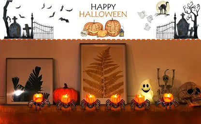 Arachnid Glow: 12Pack Halloween Spider Flameless Candlelight