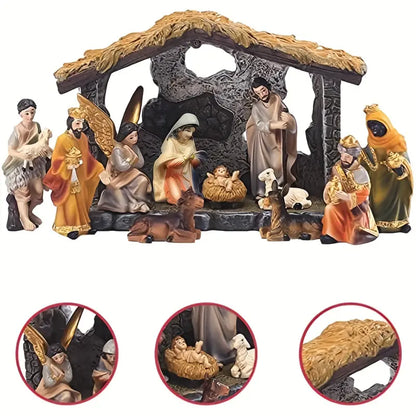 Divine Nativity: 12-Piece Realistic Christmas Figurine Set