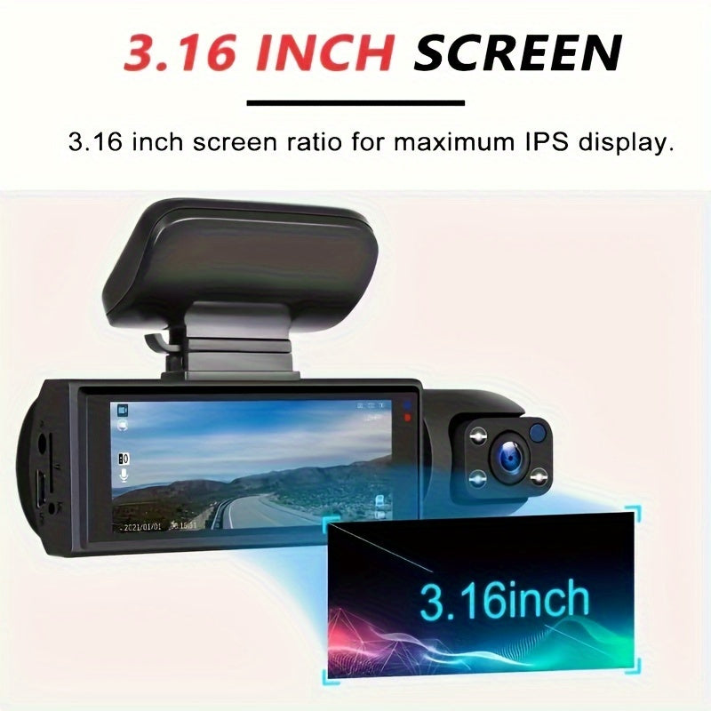 1080P Dual-Lens Car Dash Cam with Night Vision