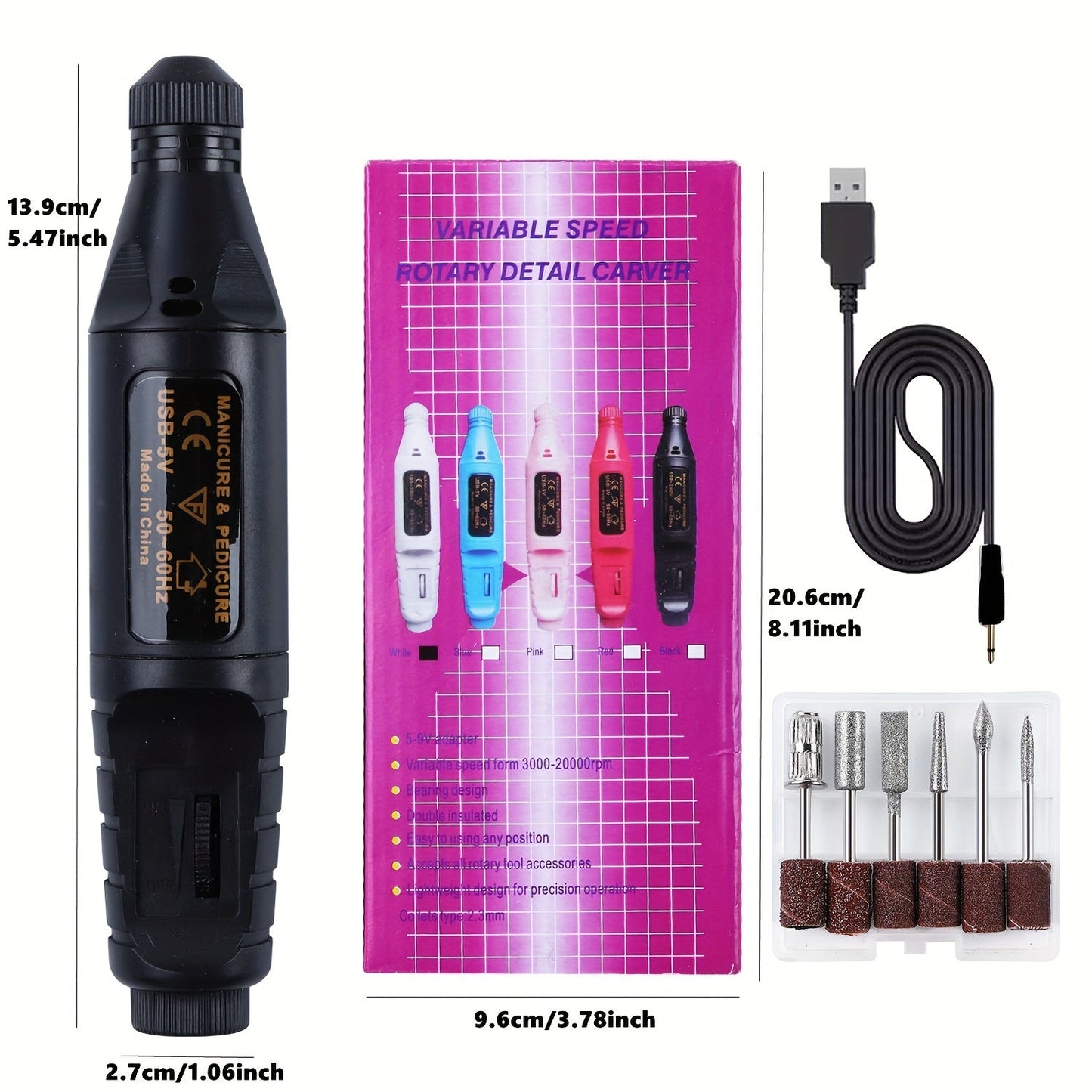 Electric Nail Drill Kit for Acrylic & Gel Removal