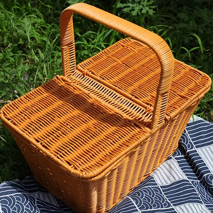 Handcrafted Rattan Picnic Basket for Outdoor Enthusiasts