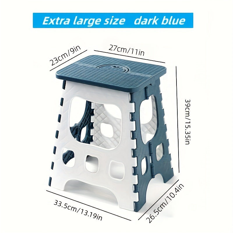Folding Stool Portable Plastic Chair Blue