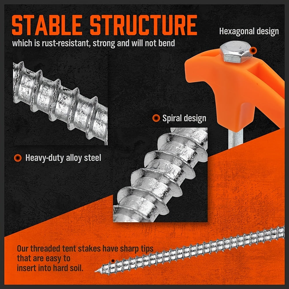 18 pcs Heavy Duty Tent Stakes Set with Rope & Hook