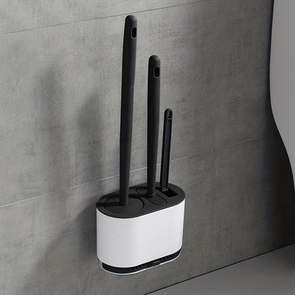 Toilet Brush with No-Slip Silicone Long Handle Set