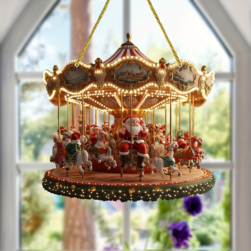 Santa Claus Carousel Acrylic Sun Catcher –  Hanging Decor