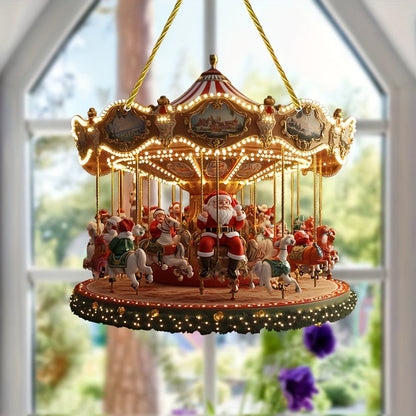Santa Claus Carousel Acrylic Sun Catcher –  Hanging Decor