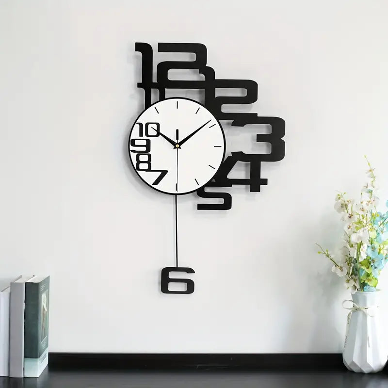 Modern Minimalist Metal Wood Wall Clock