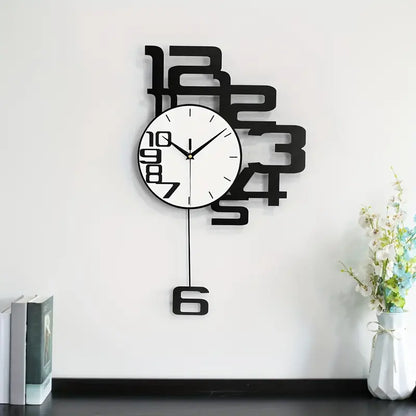 Modern Minimalist Metal Wood Wall Clock
