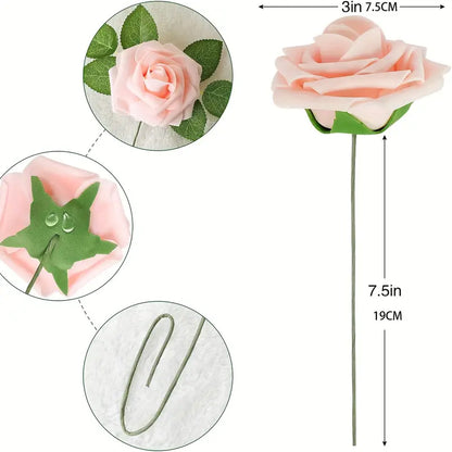 25-Piece Retro Deep and Light Coral Artificial Roses Set with Real Touch Feel