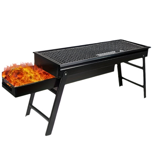 Portable Folding BBQ Grill with Side Shelf