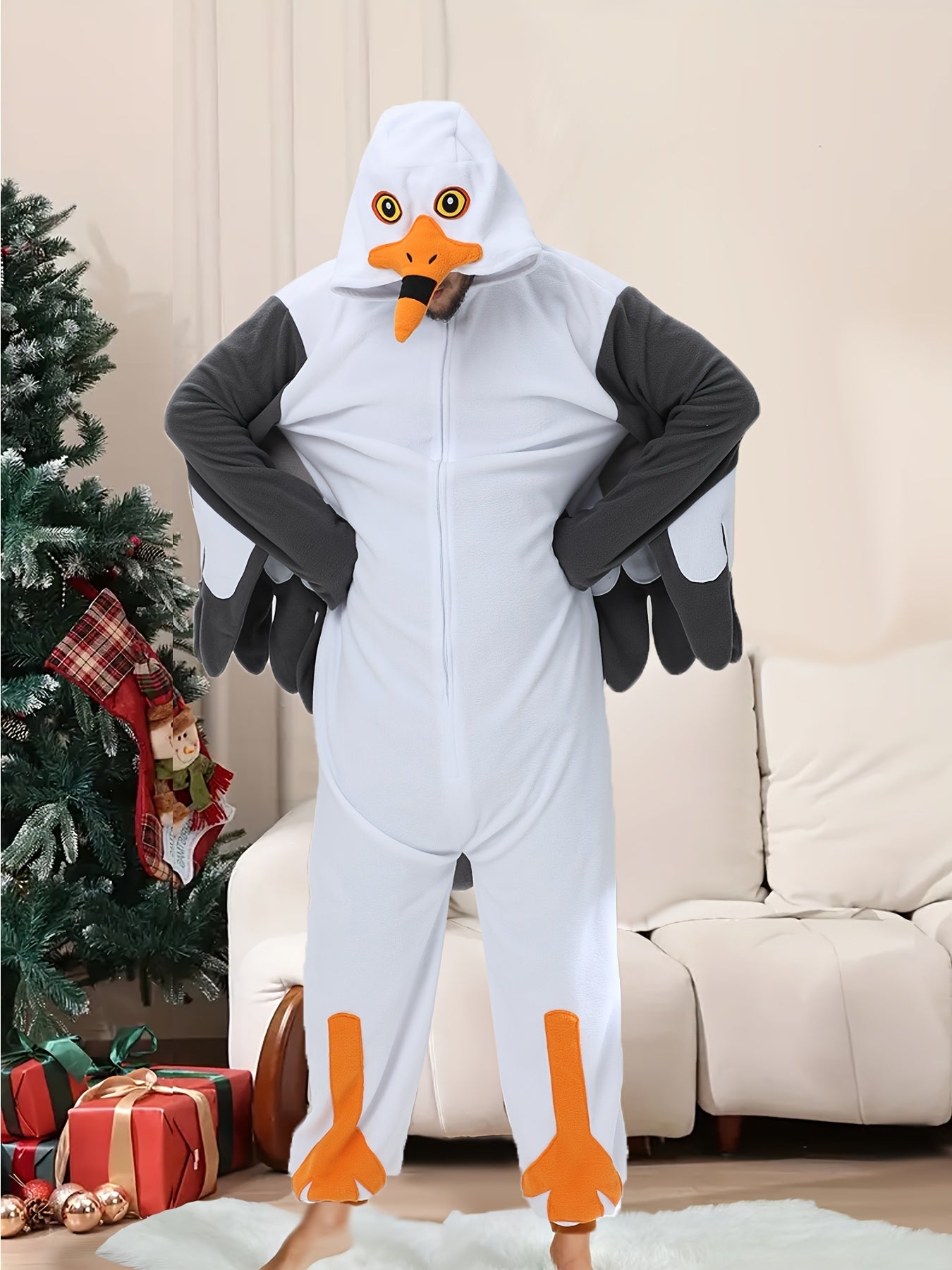 Seagull Cartoon Fleece Onesie Robe