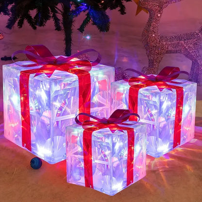 Twinkling Trio: Christmas Lighted Gift Box Set