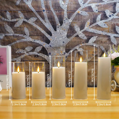 5pcs Flicker Flameless Candle Set with Remote Control and Timer - LED Candle for Festive Decor (White)