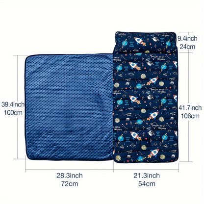 Rocket Pattern Nap Mat for Kids Travel & Daycare