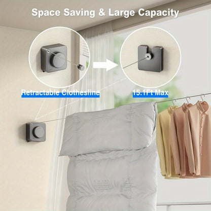 Clothesline Retractable Stainless Steel Wall Mount