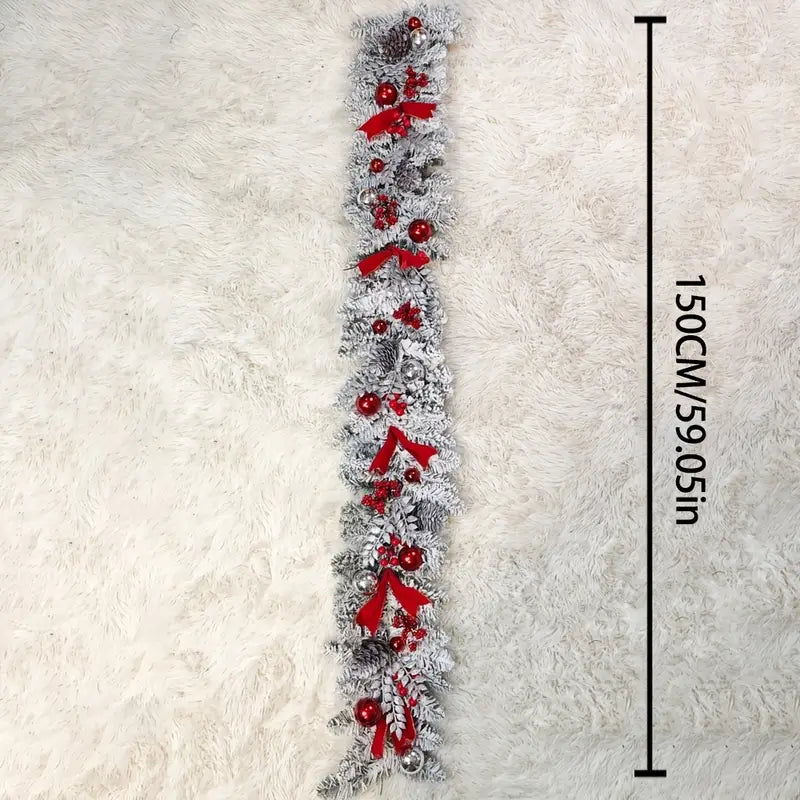 Christmas Flocking Wreath Door Hanging - Rattan Reverse Hanging Tree Decoration