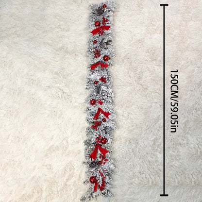 Christmas Flocking Wreath Door Hanging - Rattan Reverse Hanging Tree Decoration