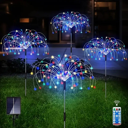 Set of 4 Solar Fireworks Lights for a Dazzling Christmas Display