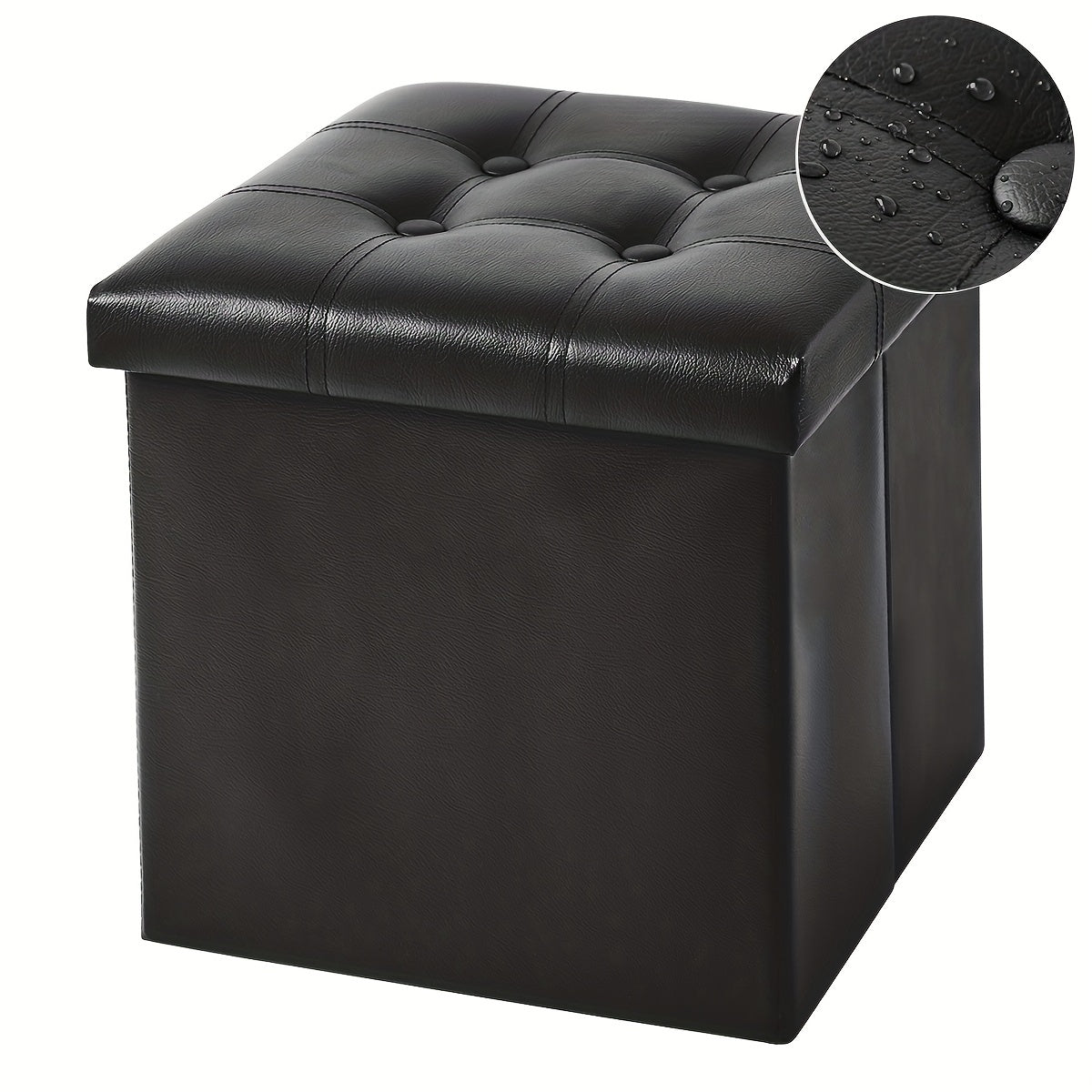 Storage Faux Leather Folding Stool