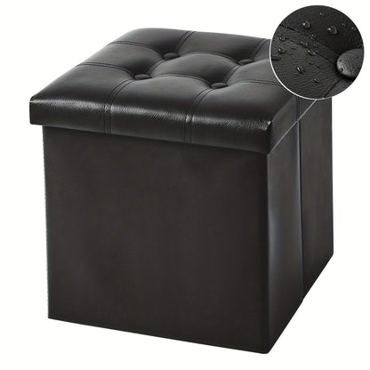 Storage Faux Leather Folding Stool
